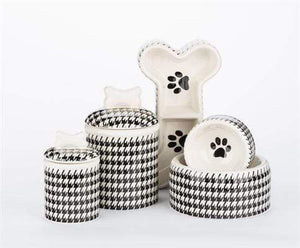 Pet Stop Store Modern Stylish Black & White Bowls & Treat Jars