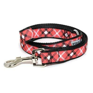 Pet Stop Store small 5'8 lead Bias Plaid Red Dog Collar & Leash Collection