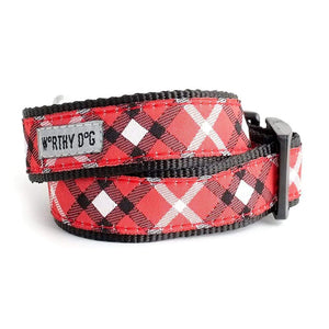Pet Stop Store x-small dog collar Bias Plaid Red Dog Collar & Leash Collection