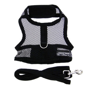 Pet Stop Store x-small Sporty & Cute Black Mesh Velcro Dog Harness with Leash
