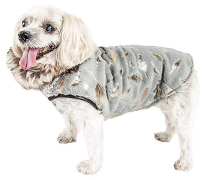 Pet Stop Store xs LUXE 'Gold-Wagger' Gold-Leaf Designer Fur Dog Jacket