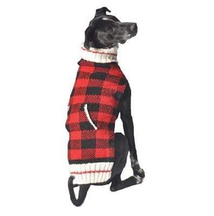 Pet Stop Store xxs Red & Black Handmade Buffalo Plaid Dog Sweater